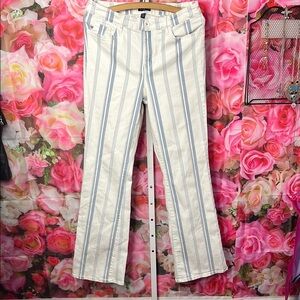 Chaps White and Blue Flare Wide Leg Jeans